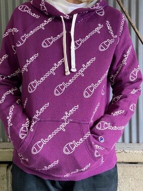 Champion Purple Logo Hoodie